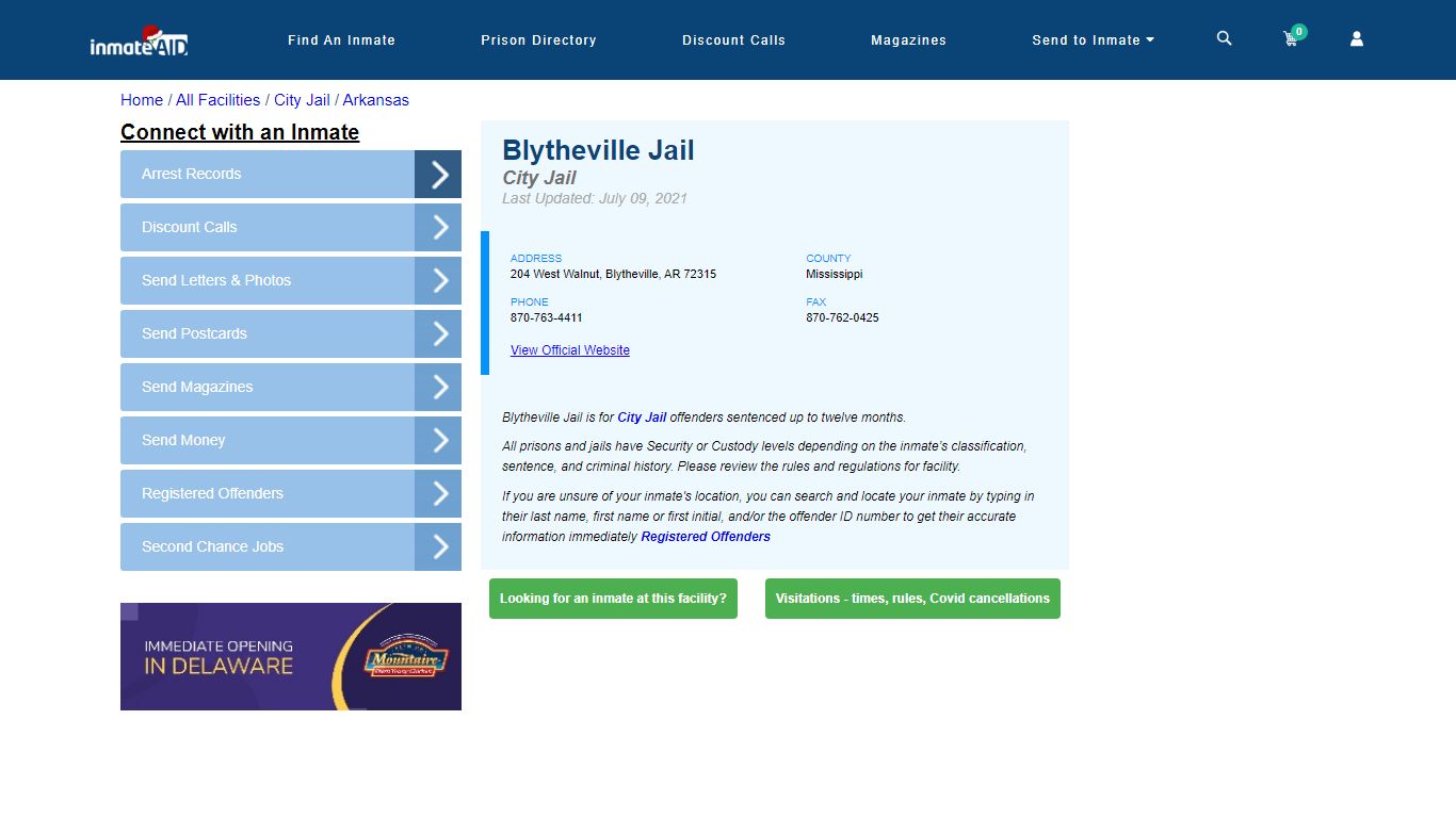 Blytheville Jail | Inmate Locator