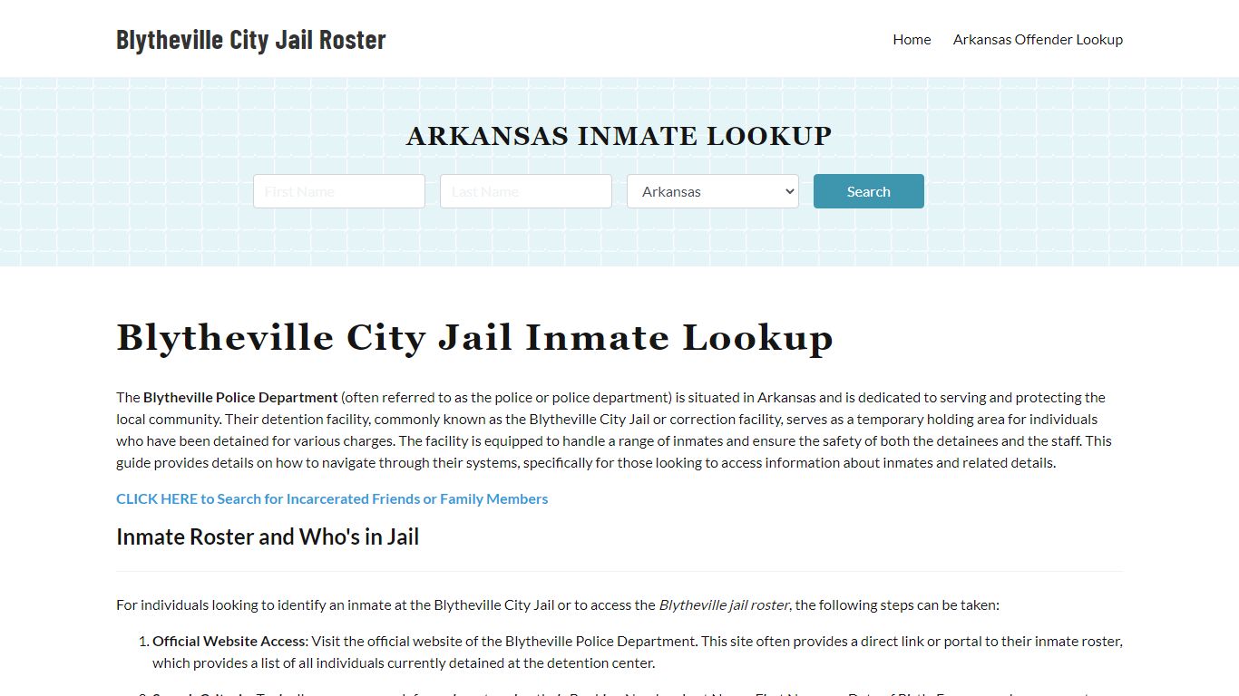 Blytheville Police Department & City Jail, AR Inmate Roster, Arrests ...