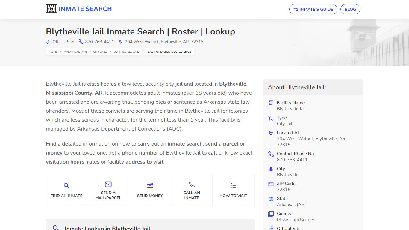 Blytheville Jail Inmate Search | Roster | Lookup